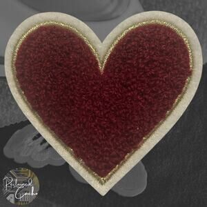 Heart in Burgundy Iron On Patch